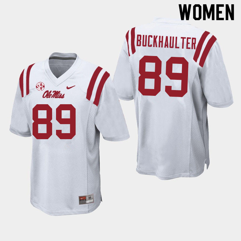 Brandon Buckhaulter Ole Miss Rebels NCAA Women's White #89 Stitched Limited College Football Jersey TVH1258SS